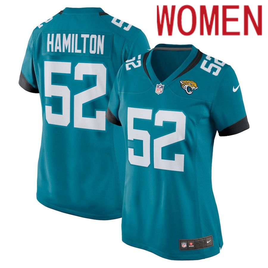 Women Jacksonville Jaguars #52 DaVon Hamilton Nike Green Nike Game NFL Jersey->women nfl jersey->Women Jersey